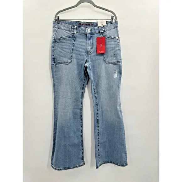 Lucky Brand Low Rise Flare 12 31 Light Wash Retro Y2K Patch Pockets Western Flap - Picture 2 of 10